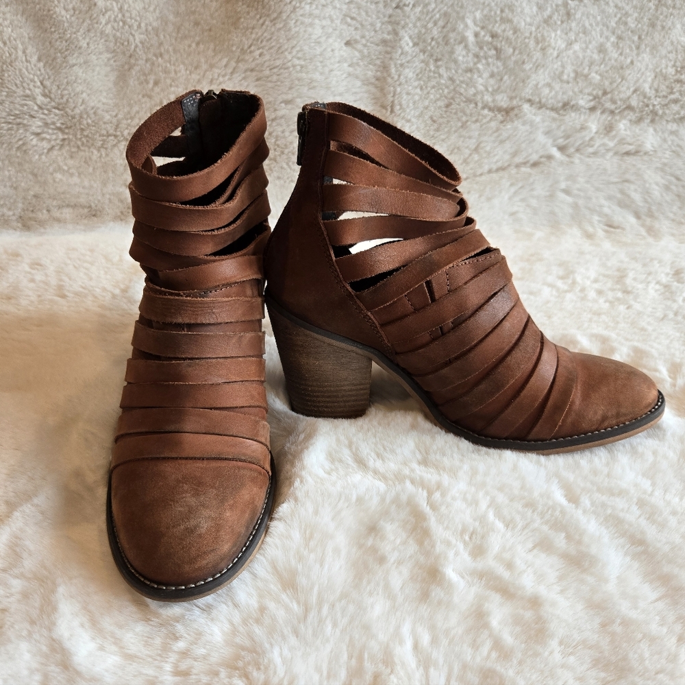 Free People Chestnut Strappy Ankle Booties